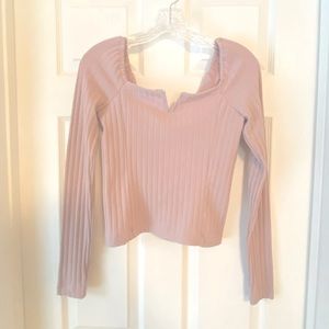 Free People blush square neck long-sleeve top